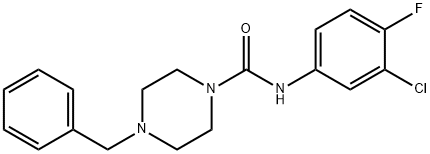 4-benzyl-N-(3-chloro-4-fluorophenyl)piperazine-1-carboxamide Struktur