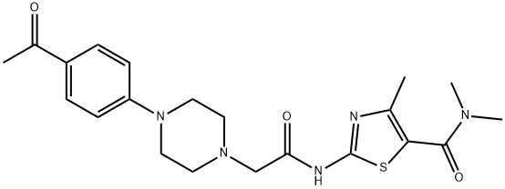 2-[[2-[4-(4-acetylphenyl)piperazin-1-yl]acetyl]amino]-N,N,4-trimethyl-1,3-thiazole-5-carboxamide Struktur