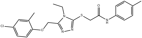 2-[[5-[(4-chloro-2-methylphenoxy)methyl]-4-ethyl-1,2,4-triazol-3-yl]sulfanyl]-N-(4-methylphenyl)acetamide Struktur