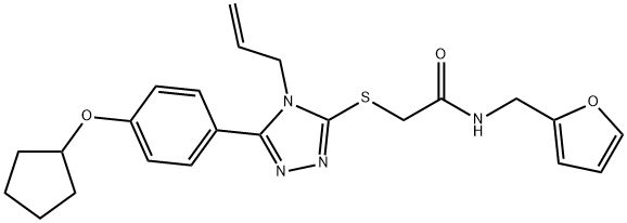 2-[[5-(4-cyclopentyloxyphenyl)-4-prop-2-enyl-1,2,4-triazol-3-yl]sulfanyl]-N-(furan-2-ylmethyl)acetamide Struktur