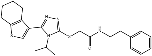 N-(2-phenylethyl)-2-[[4-propan-2-yl-5-(4,5,6,7-tetrahydro-1-benzothiophen-3-yl)-1,2,4-triazol-3-yl]sulfanyl]acetamide Struktur