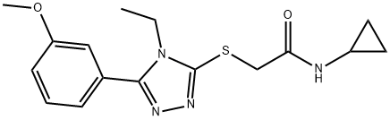 N-cyclopropyl-2-[[4-ethyl-5-(3-methoxyphenyl)-1,2,4-triazol-3-yl]sulfanyl]acetamide Struktur