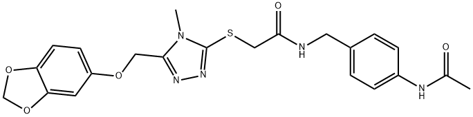 N-[(4-acetamidophenyl)methyl]-2-[[5-(1,3-benzodioxol-5-yloxymethyl)-4-methyl-1,2,4-triazol-3-yl]sulfanyl]acetamide Struktur