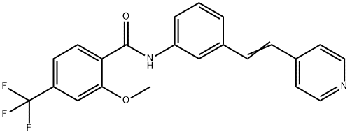 2-methoxy-N-[3-[(E)-2-pyridin-4-ylethenyl]phenyl]-4-(trifluoromethyl)benzamide Struktur