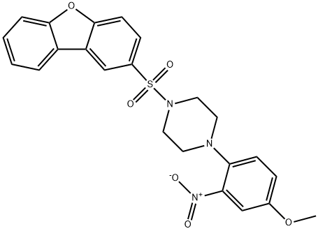 1-dibenzofuran-2-ylsulfonyl-4-(4-methoxy-2-nitrophenyl)piperazine Struktur