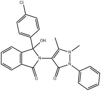 3-(4-chlorophenyl)-2-(1,5-dimethyl-3-oxo-2-phenylpyrazol-4-yl)-3-hydroxyisoindol-1-one Struktur