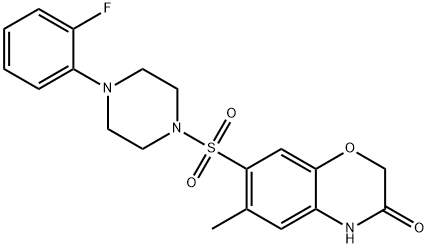 7-[4-(2-fluorophenyl)piperazin-1-yl]sulfonyl-6-methyl-4H-1,4-benzoxazin-3-one Struktur