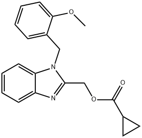 [1-[(2-methoxyphenyl)methyl]benzimidazol-2-yl]methyl cyclopropanecarboxylate Struktur