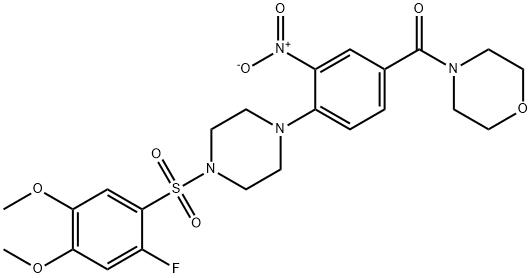 [4-[4-(2-fluoro-4,5-dimethoxyphenyl)sulfonylpiperazin-1-yl]-3-nitrophenyl]-morpholin-4-ylmethanone Struktur