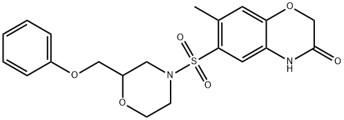 7-methyl-6-[2-(phenoxymethyl)morpholin-4-yl]sulfonyl-4H-1,4-benzoxazin-3-one Struktur