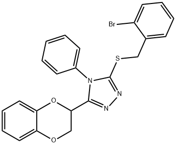 3-[(2-bromophenyl)methylsulfanyl]-5-(2,3-dihydro-1,4-benzodioxin-3-yl)-4-phenyl-1,2,4-triazole Struktur