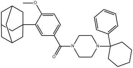 [3-(1-adamantyl)-4-methoxyphenyl]-[4-(1-phenylcyclohexyl)piperazin-1-yl]methanone Struktur