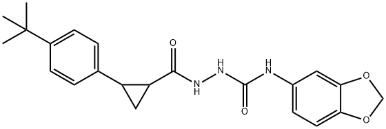 1-(1,3-benzodioxol-5-yl)-3-[[2-(4-tert-butylphenyl)cyclopropanecarbonyl]amino]urea Struktur