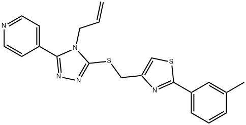 2-(3-methylphenyl)-4-[(4-prop-2-enyl-5-pyridin-4-yl-1,2,4-triazol-3-yl)sulfanylmethyl]-1,3-thiazole Struktur