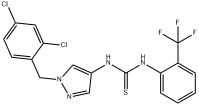 1-[1-[(2,4-dichlorophenyl)methyl]pyrazol-4-yl]-3-[2-(trifluoromethyl)phenyl]thiourea Struktur