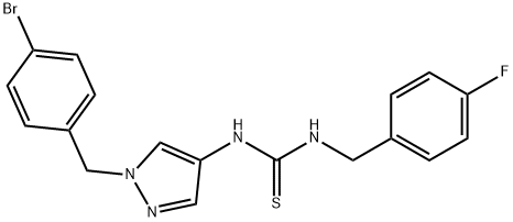 1-[1-[(4-bromophenyl)methyl]pyrazol-4-yl]-3-[(4-fluorophenyl)methyl]thiourea Struktur