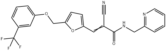 (E)-2-cyano-N-(pyridin-2-ylmethyl)-3-[5-[[3-(trifluoromethyl)phenoxy]methyl]furan-2-yl]prop-2-enamide Struktur