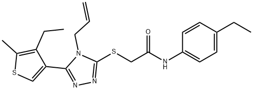 2-[[5-(4-ethyl-5-methylthiophen-3-yl)-4-prop-2-enyl-1,2,4-triazol-3-yl]sulfanyl]-N-(4-ethylphenyl)acetamide Struktur