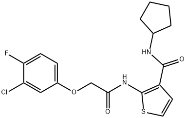 2-[[2-(3-chloro-4-fluorophenoxy)acetyl]amino]-N-cyclopentylthiophene-3-carboxamide Struktur