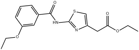 ethyl 2-[2-[(3-ethoxybenzoyl)amino]-1,3-thiazol-4-yl]acetate Struktur