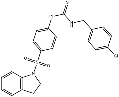 1-[(4-chlorophenyl)methyl]-3-[4-(2,3-dihydroindol-1-ylsulfonyl)phenyl]thiourea Struktur