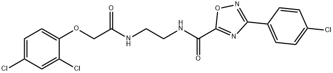 3-(4-chlorophenyl)-N-[2-[[2-(2,4-dichlorophenoxy)acetyl]amino]ethyl]-1,2,4-oxadiazole-5-carboxamide Struktur