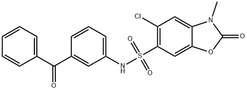 N-(3-benzoylphenyl)-5-chloro-3-methyl-2-oxo-1,3-benzoxazole-6-sulfonamide Struktur