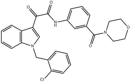 2-[1-[(2-chlorophenyl)methyl]indol-3-yl]-N-[3-(morpholine-4-carbonyl)phenyl]-2-oxoacetamide Struktur