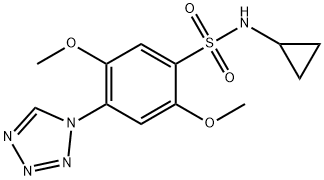 N-cyclopropyl-2,5-dimethoxy-4-(tetrazol-1-yl)benzenesulfonamide Struktur