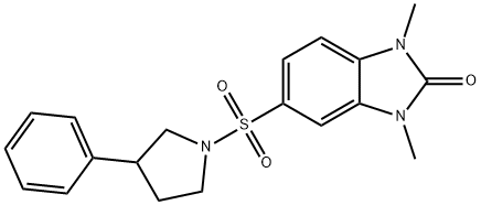 1,3-dimethyl-5-(3-phenylpyrrolidin-1-yl)sulfonylbenzimidazol-2-one Struktur