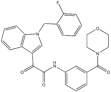 2-[1-[(2-fluorophenyl)methyl]indol-3-yl]-N-[3-(morpholine-4-carbonyl)phenyl]-2-oxoacetamide Struktur