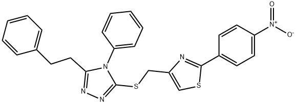 2-(4-nitrophenyl)-4-[[4-phenyl-5-(2-phenylethyl)-1,2,4-triazol-3-yl]sulfanylmethyl]-1,3-thiazole Struktur