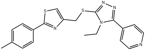 4-[(4-ethyl-5-pyridin-4-yl-1,2,4-triazol-3-yl)sulfanylmethyl]-2-(4-methylphenyl)-1,3-thiazole Struktur