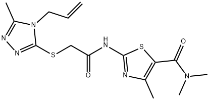 N,N,4-trimethyl-2-[[2-[(5-methyl-4-prop-2-enyl-1,2,4-triazol-3-yl)sulfanyl]acetyl]amino]-1,3-thiazole-5-carboxamide Struktur