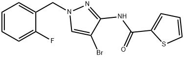 N-[4-bromo-1-[(2-fluorophenyl)methyl]pyrazol-3-yl]thiophene-2-carboxamide Struktur