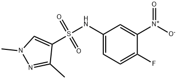 N-(4-fluoro-3-nitrophenyl)-1,3-dimethylpyrazole-4-sulfonamide Struktur