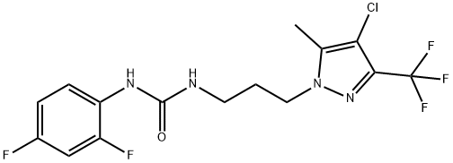 1-[3-[4-chloro-5-methyl-3-(trifluoromethyl)pyrazol-1-yl]propyl]-3-(2,4-difluorophenyl)urea Struktur