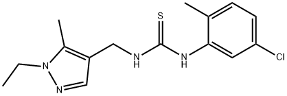 1-(5-chloro-2-methylphenyl)-3-[(1-ethyl-5-methylpyrazol-4-yl)methyl]thiourea Struktur