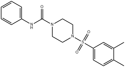 4-(3,4-dimethylphenyl)sulfonyl-N-phenylpiperazine-1-carboxamide Struktur