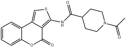 1-acetyl-N-(4-oxothieno[3,4-c]chromen-3-yl)piperidine-4-carboxamide Struktur