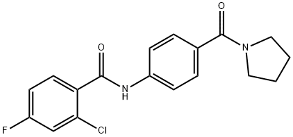 2-chloro-4-fluoro-N-[4-(pyrrolidine-1-carbonyl)phenyl]benzamide Struktur