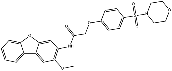 N-(2-methoxydibenzofuran-3-yl)-2-(4-morpholin-4-ylsulfonylphenoxy)acetamide Struktur