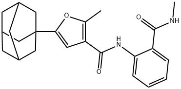 5-(1-adamantyl)-2-methyl-N-[2-(methylcarbamoyl)phenyl]furan-3-carboxamide Struktur