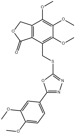 7-[[5-(3,4-dimethoxyphenyl)-1,3,4-oxadiazol-2-yl]sulfanylmethyl]-4,5,6-trimethoxy-3H-2-benzofuran-1-one Struktur