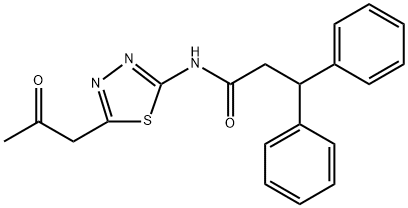 N-[5-(2-oxopropyl)-1,3,4-thiadiazol-2-yl]-3,3-diphenylpropanamide Struktur