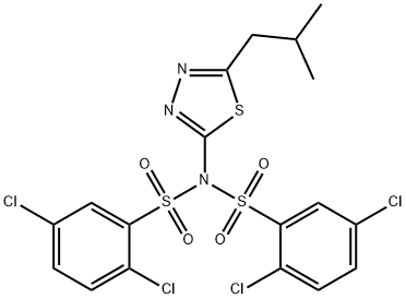 2,5-dichloro-N-(2,5-dichlorophenyl)sulfonyl-N-[5-(2-methylpropyl)-1,3,4-thiadiazol-2-yl]benzenesulfonamide Struktur