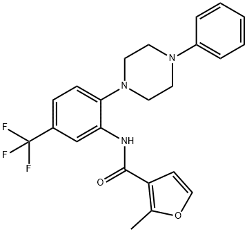 2-methyl-N-[2-(4-phenylpiperazin-1-yl)-5-(trifluoromethyl)phenyl]furan-3-carboxamide Struktur