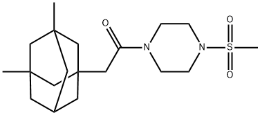 2-(3,5-dimethyl-1-adamantyl)-1-(4-methylsulfonylpiperazin-1-yl)ethanone Struktur