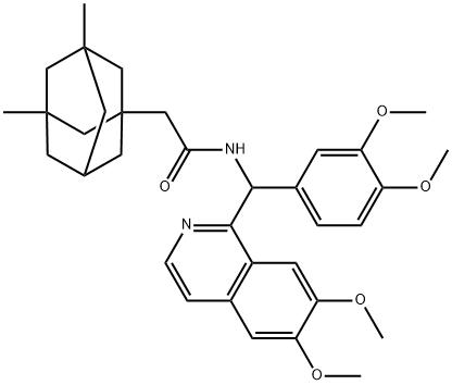 N-[(6,7-dimethoxyisoquinolin-1-yl)-(3,4-dimethoxyphenyl)methyl]-2-(3,5-dimethyl-1-adamantyl)acetamide Struktur