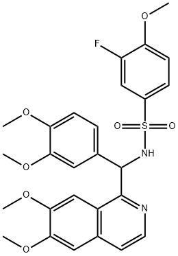 N-[(6,7-dimethoxyisoquinolin-1-yl)-(3,4-dimethoxyphenyl)methyl]-3-fluoro-4-methoxybenzenesulfonamide Struktur